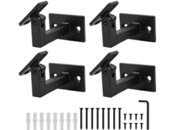 Conjunto De 4 Suportes Parede Ajustáveis Em Ferro, Suporte Flexível Para Corrimão Com Parafusos, Suporte Preto Para