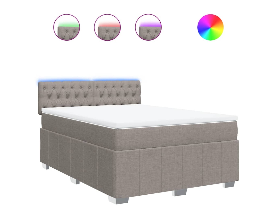 Box Spring Bed, Box Spring Beds Vidaxl Cinzento-acastanhado Tecido (140 X 190 Cm)