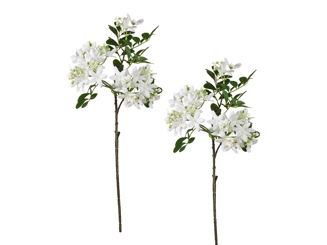 Pack de Aramados e Flores Artificiais Brancas com Frutas e Folhas, 2 Peças LAXISCREED