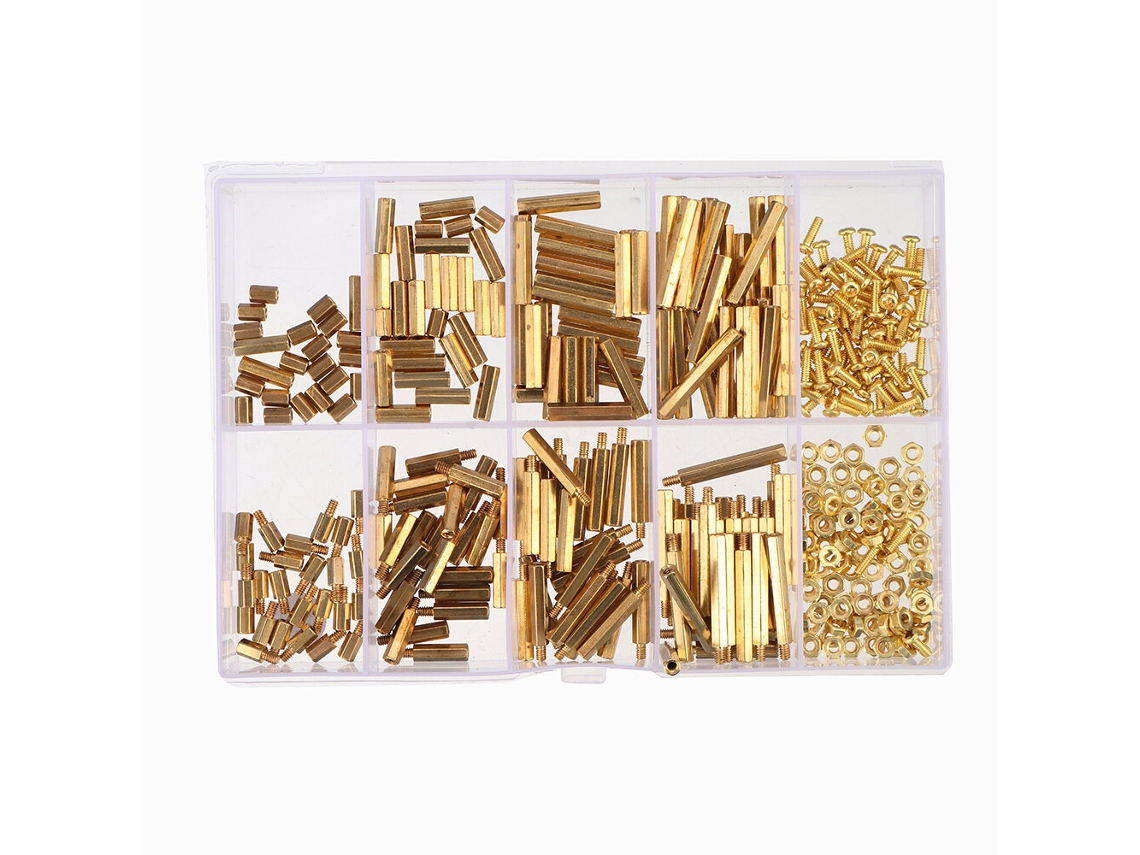 Kit com 280 Peças Porcas Sextavadas M2.5 Cabeça Latão Espaçadoras Parafuso Dupla Passagem Roscadas para Pcb Computador Placa mãe MDUG