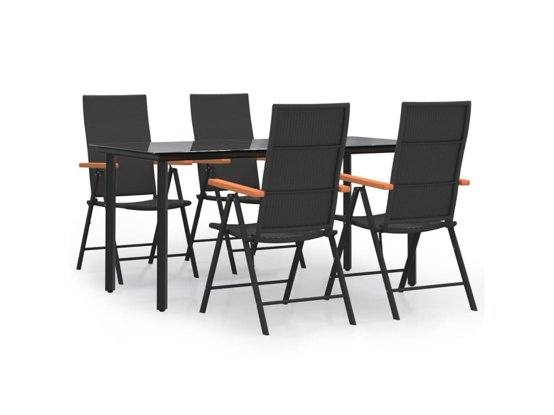 Maison Exclusive - 5 Pcs Conjunto De Jantar P/ Jardim Vime Pe Preto E Castanho