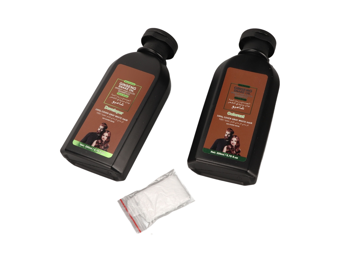 2026 2 Peças Shampoo Tinta para Cabelo com Extrato de Planta para Cobrir Canas Semi permanente Nutriente Suave Seguro Líquido Marrom 200ml