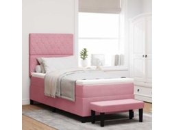 Vidaxl Cama Box Com Cabeceira Rosa 200 X 100 Cm Veludo