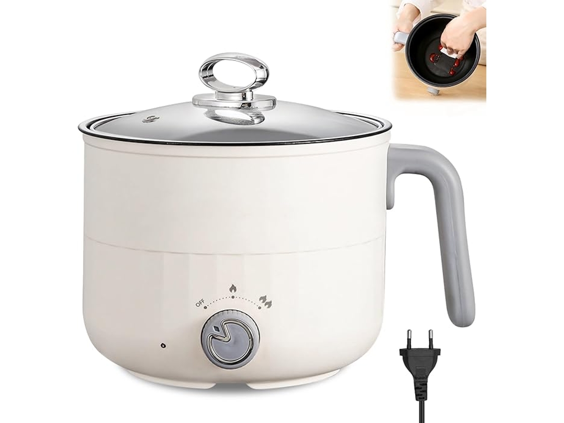 Panela Elétrica Portátil Mini de 1,8l com Duas Configurações de Potência, Branca. SIURN