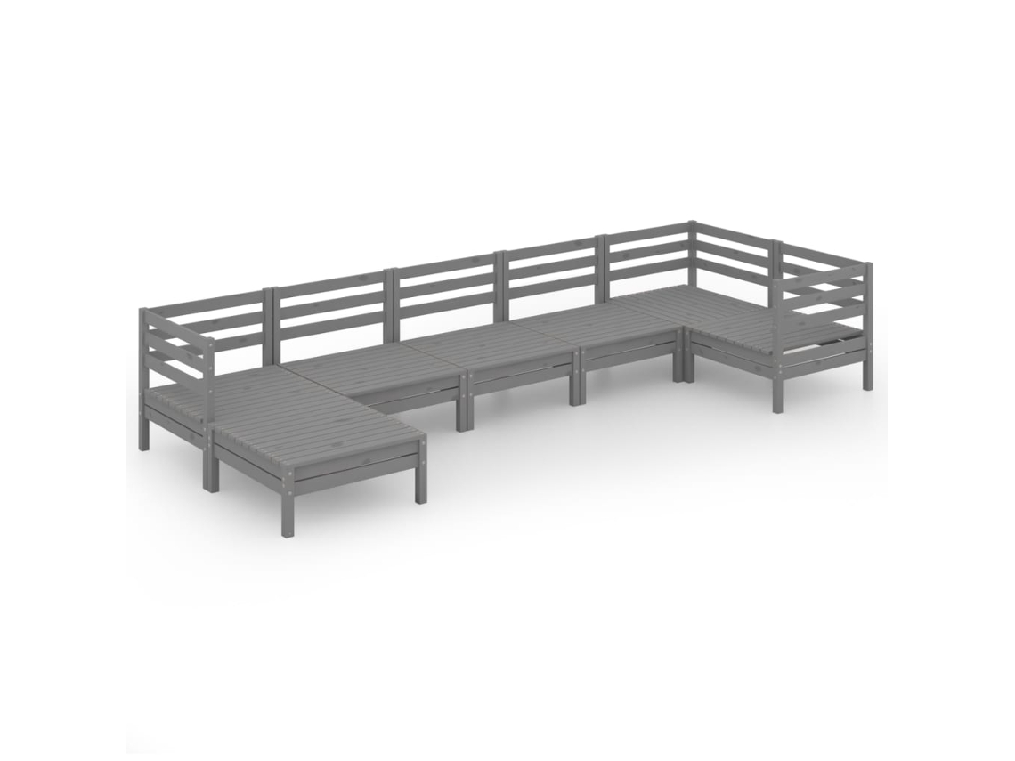Conjunto Lounge Jardim Pinho Maciço Cinzento 7 Peças MAISON EXCLUSIVE