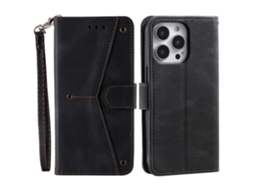 Capa Para Iphone 14 Pro Max Pele Sintética Preto