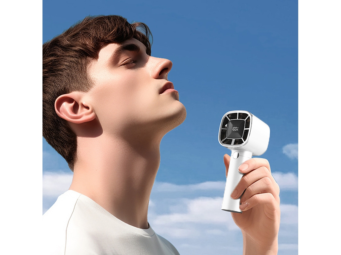 Ventilador Portátil Recarregável 3 Velocidades com Display Digital | S/MARCA