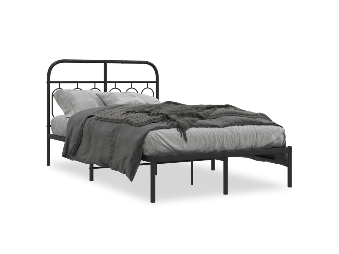 Bed Frame, Bed Frames Vidaxl Preto Metal (120 X 200 Cm)