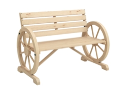 Banco De Jardim, Design De Roda De Carro, Para 2 Pessoas, Madeira Natural, Castanho-escuro, 105,5 X 56 X 79 Cm, Natural