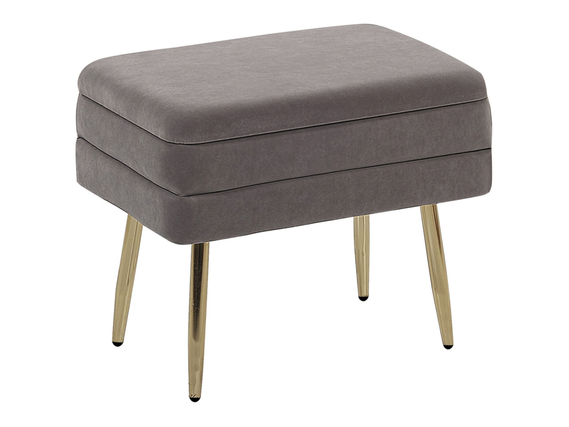 Banco Em Veludo Com Pés Dourados Elegantes Beliani Odessa De Veludo Cinzento 49x34x43