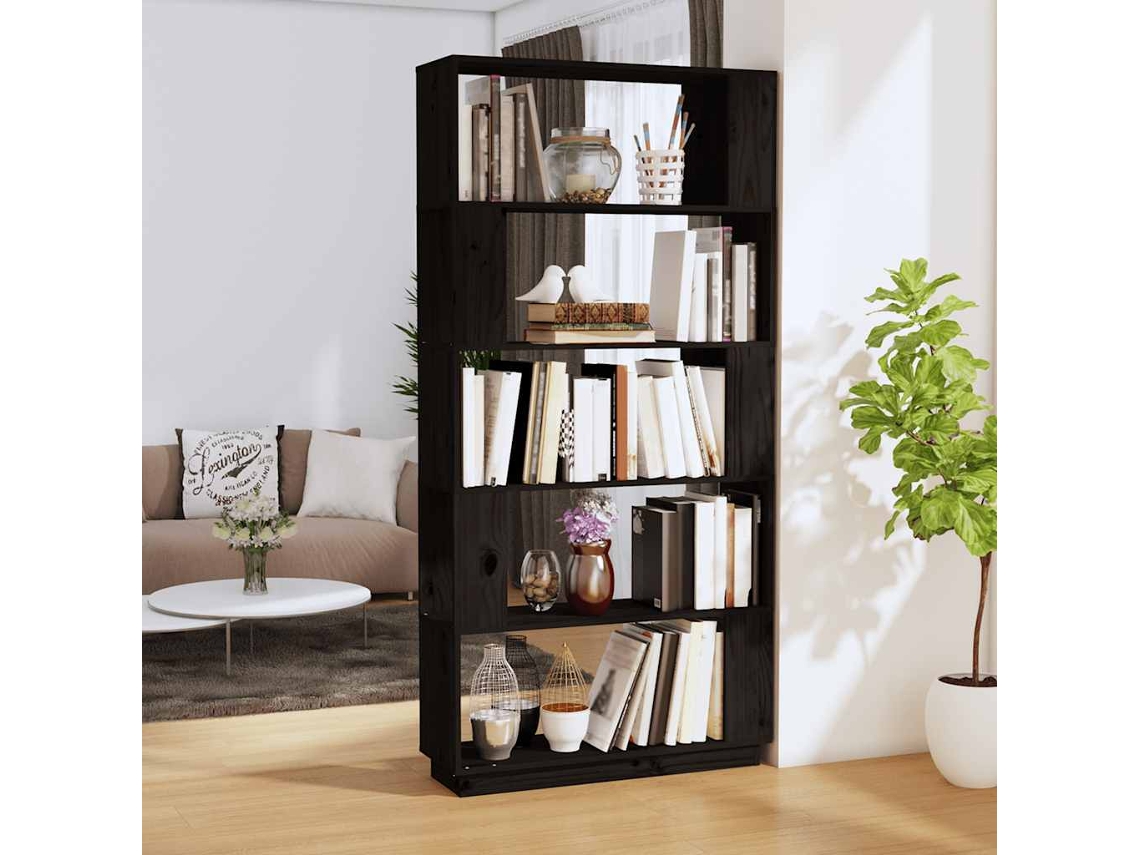 Vidaxl Estante/divisória 80x25x163,5 Cm Pinho Maciço Preto