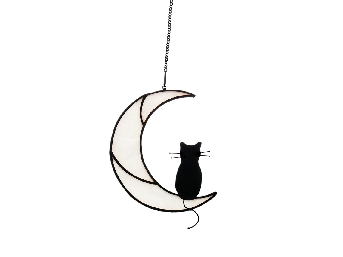 Decoração De Gato (material Acrílico, Forma De Lua) Eoocoo