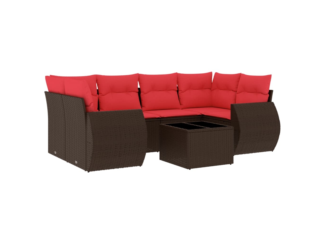 Conjunto de Sofá de Jardim, 7 Peças, Almofadas, Rattan Preto MAISON EXCLUSIVE