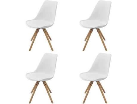 Conjunto 4 Cadeiras de Refeição  243883 Couro Artificial Branco