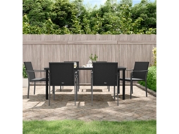 Vidaxl 7 Pcs Conjunto De Jantar P/ Jardim C/ Almofadões Vime Pe E Aço