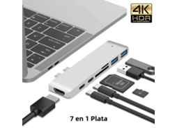 Hub Usb 3.1 Tipo-c (2t 7 Em 1, Prata) Com Adaptador Hdmi 4k
