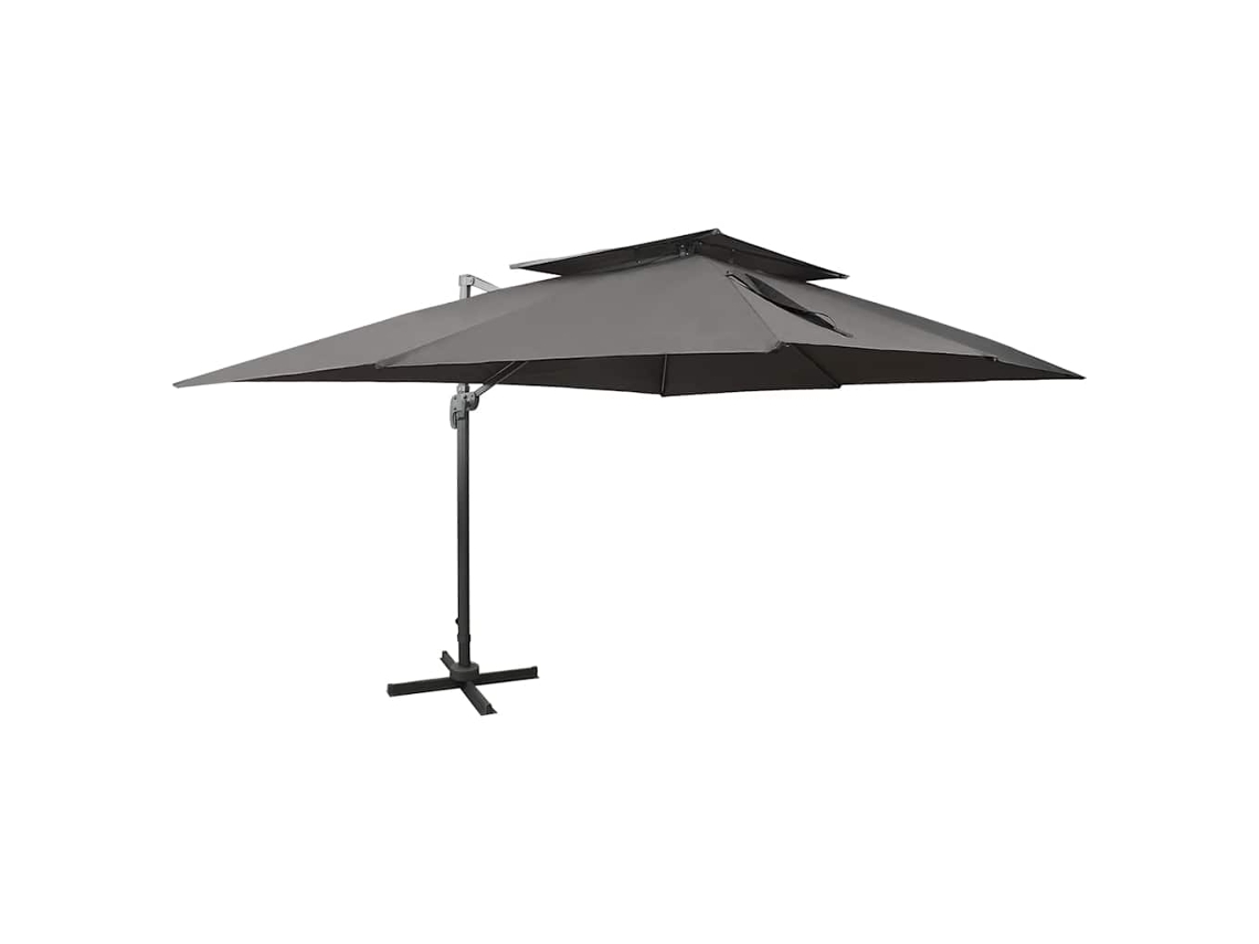 Vidaxl Guarda-sol De Jardim Cantilever Com Tampo Duplo Antracite 400x300 Cm