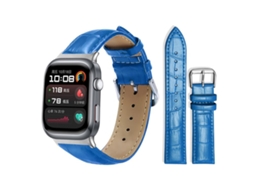 Bracelete Para Huawei Watch D2 - Couro - Fivela De Pino - Textura De Bambu (22mm) Azul