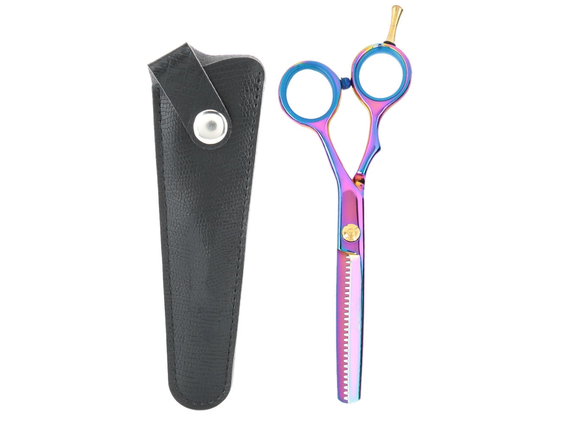 2026 tijeras de Peluquería para Afinar Pelo de Acero Inoxidable Con Funda de Cuero Pu Cortar Y Afinar Pelo