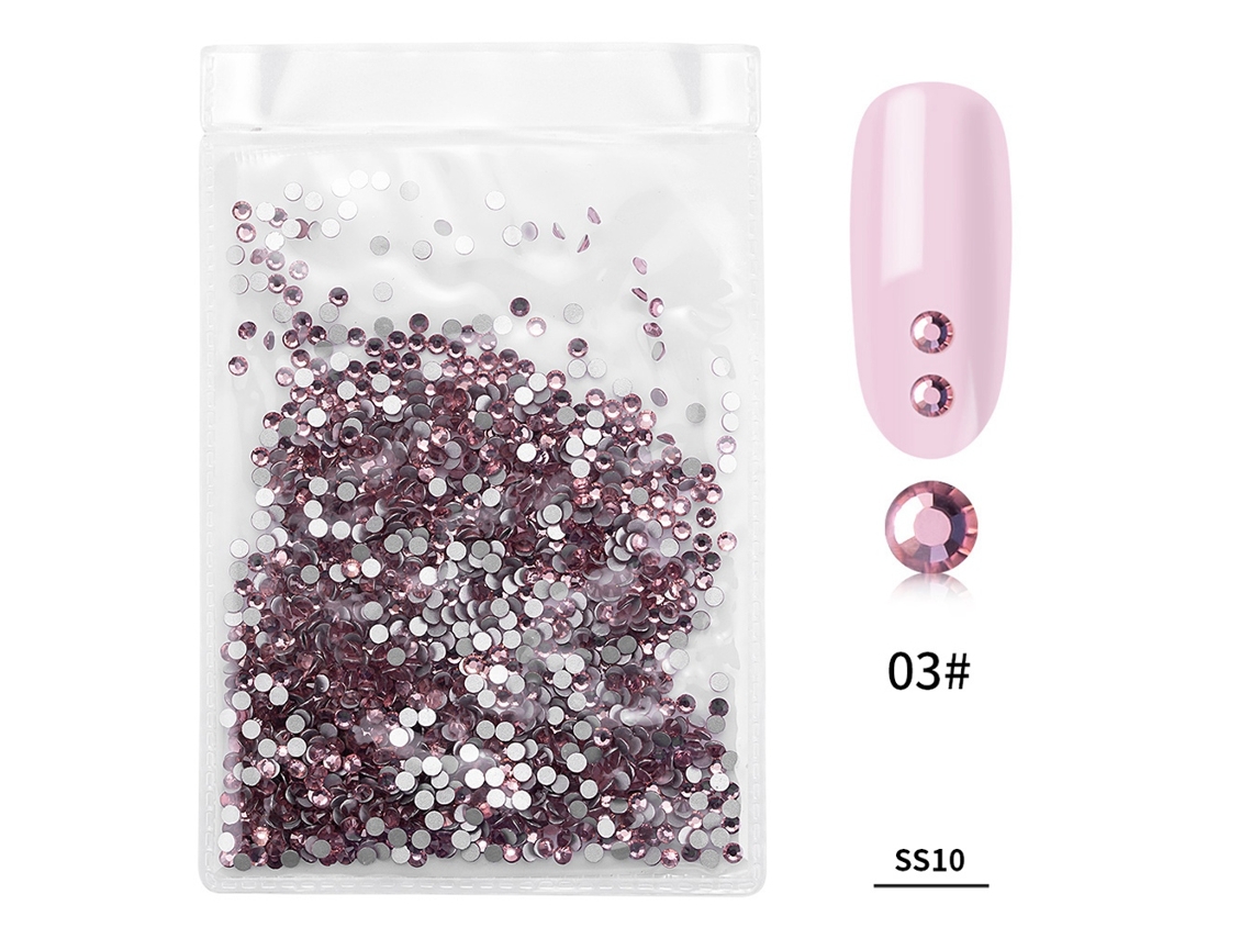 Pacote com 1440 peças de strass de cristal coloridos para decoração de unhas e manicure (roxo claro)