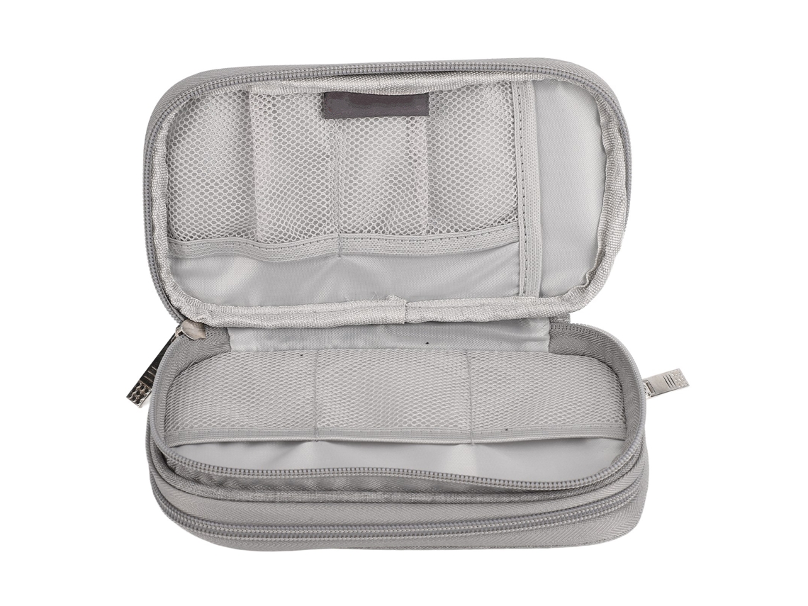 Electronic Organizer Portable Compact Travel Double Layer Electronic Storage Bag For Cable Cord Charger Phone Earphone Grey LAXISCREED