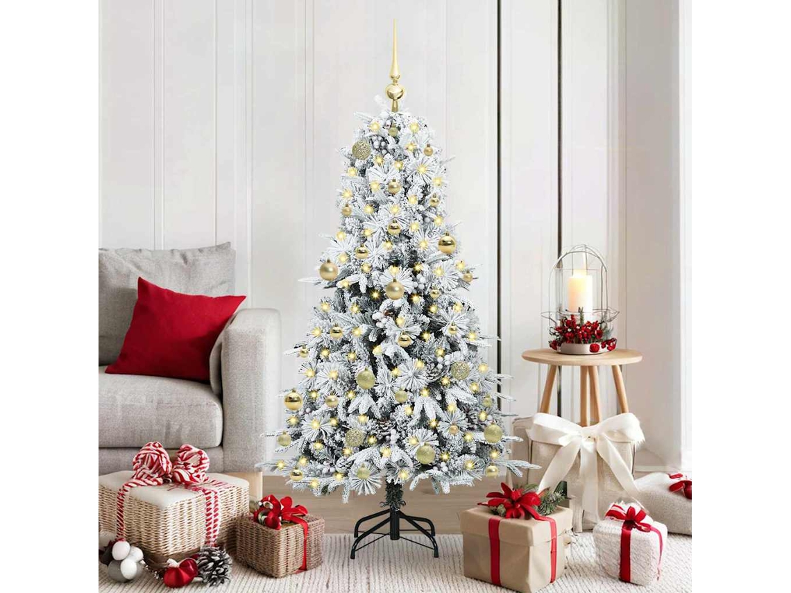 Vidaxl Árvore De Natal Articulada Artificial Branco 150 Cm Pe E Pvc