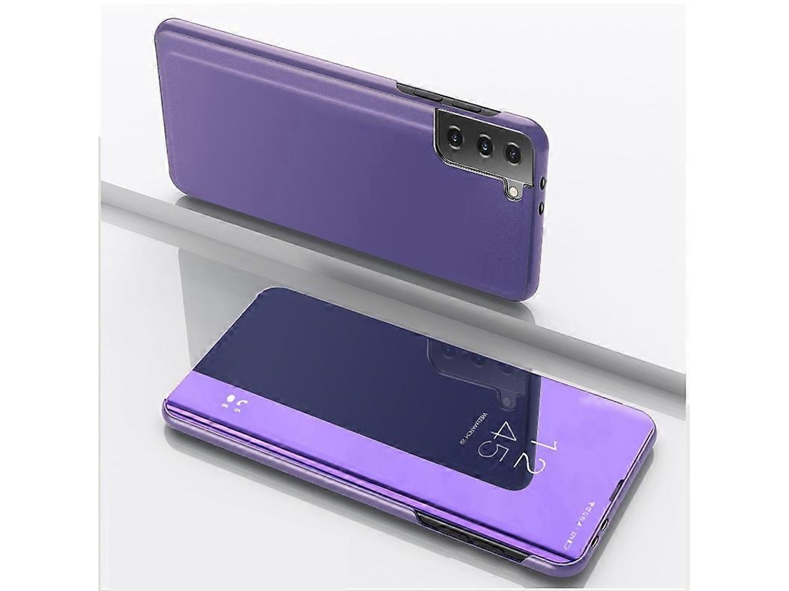Capa De Couro Espelhado Banhado A Ouro Para Samsung Galaxy S23+ 5g Com Suporte.