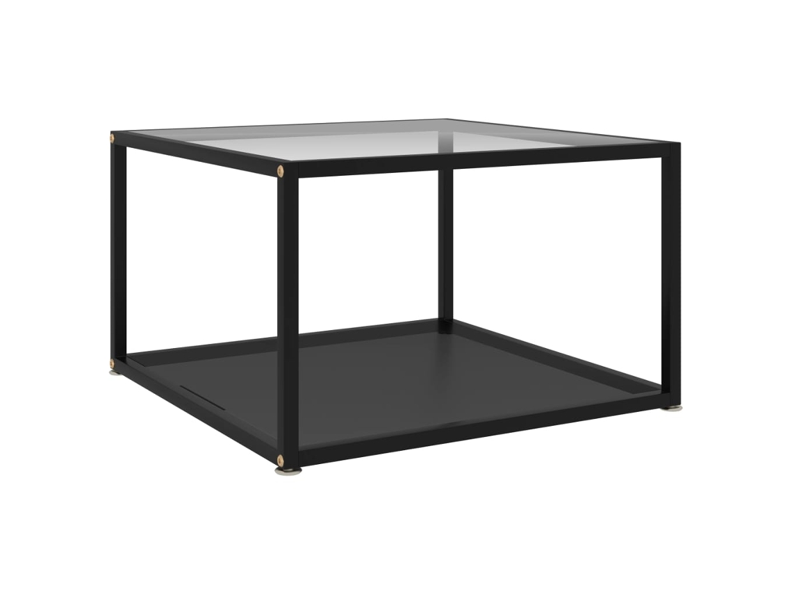 Vidaxl Mesa De Centro 60x60x35 Cm Vidro Temperado Transparente E Preto