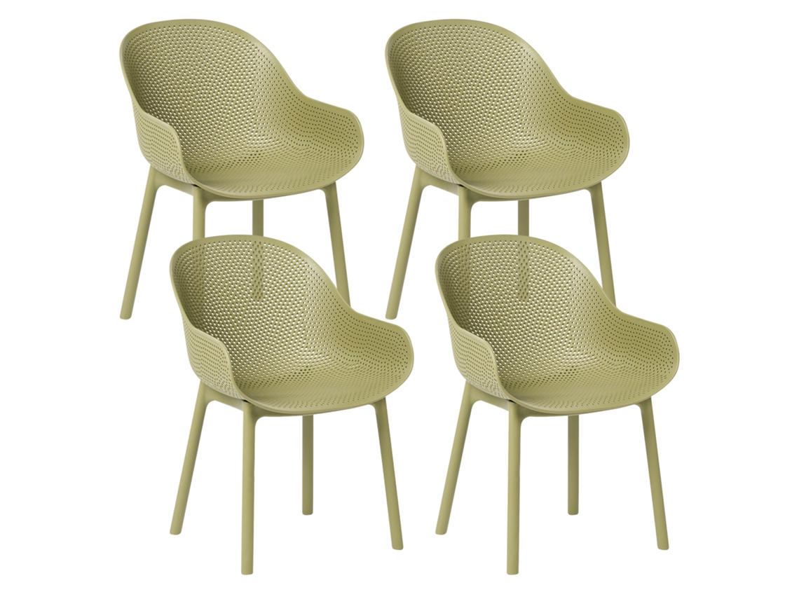 Juego De Sillas Para Interior Y Exterior Beliani Tiggiano De Polipropileno Verde 58x51x85