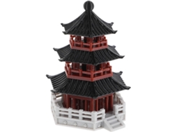 Estátua Miniatura Pagode Chinês Japonês Resina Pequeno Pavilhão 4 9 7 3 Decoração Bonsai Aquário Escritório GOKOCO