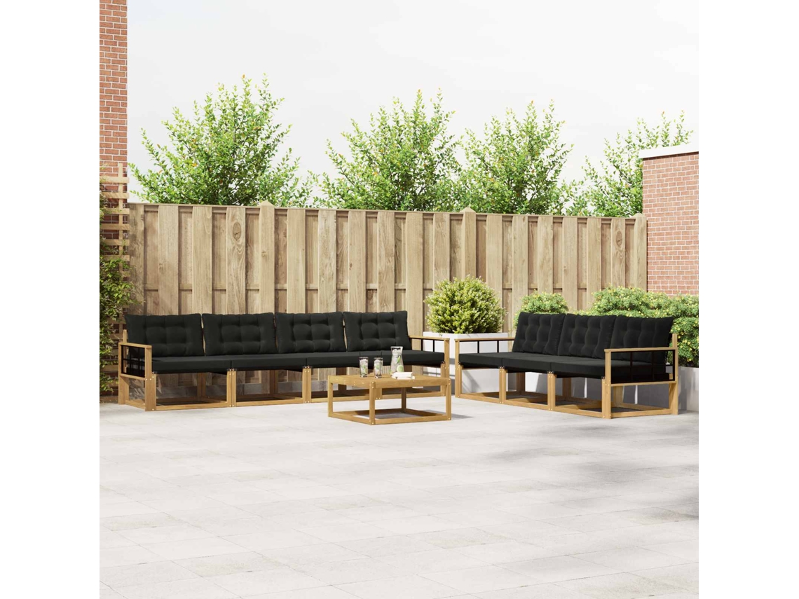 Vidaxl Conjunto De Sofás Para Exterior 8 Unid. Branco E Preto