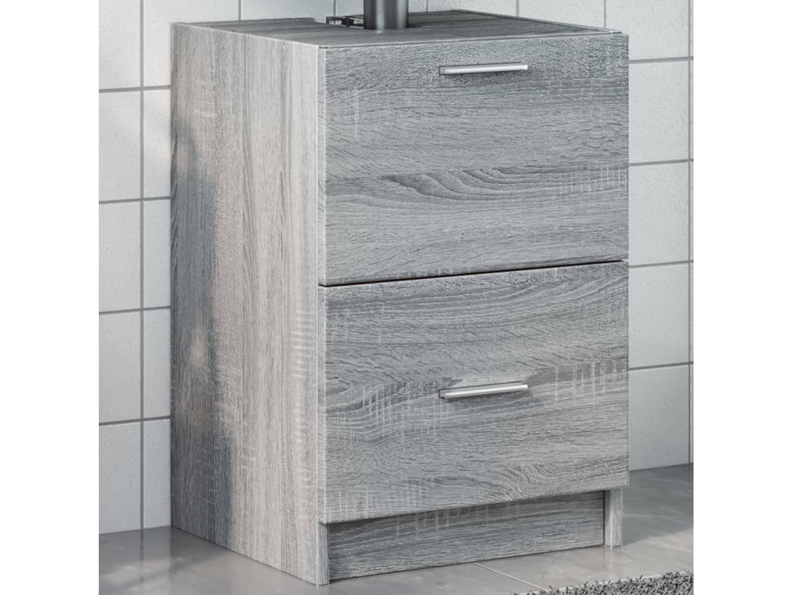 Vidaxl Armário De Lavatório 40x37x59 Cm Derivados Madeira Cinza Sonoma