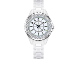 Relógio Diamante Relógios Banda Cerâmica Estilo Elegante Relógio de Pulso Impermeável-Branco