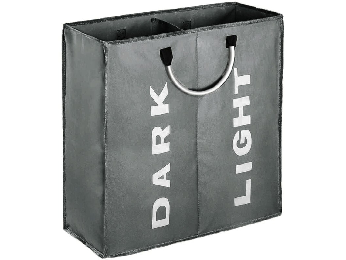 Lurelia Cesto Duplo Dobrável Alças Compartimentos Pack 2 53 X 23 X 53 Cm Tecido Oxford Cinza Claro
