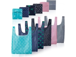 2026 6 Sacolas de Compras Reutilizáveis, Dobráveis e Ecológicas com Bolsa de Nylon Resistente Acoplada