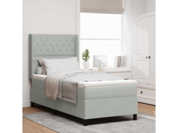 Vidaxl Cama Box Com Colchão Cinzento-claro 100 X 200 Cm Veludo