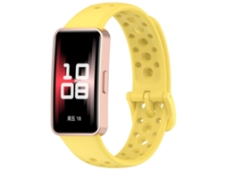 Bracelete respirável para Huawei Band 10 em silicone amarelo XIAOMOYU
