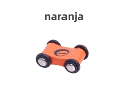 Carrinho de Brinquedo Educativo Infantil de Madeira com Pistas e Escorregadores, Mini Carro de Corrida MDUG (laranja)
