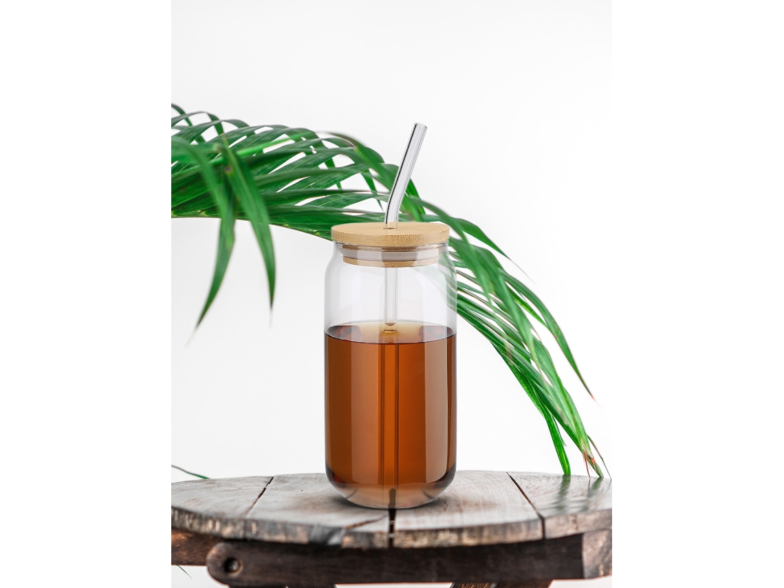 Copo De Leite E Medidor De Café De Vidro Com Alça De Madeira Pacote 2
