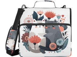 Organizador com estampa de gatinhos fofinhos em um abraço floral, com zíper e alça, diversos bolsos, 3,8 cm de comprimento, 3 compartimentos.