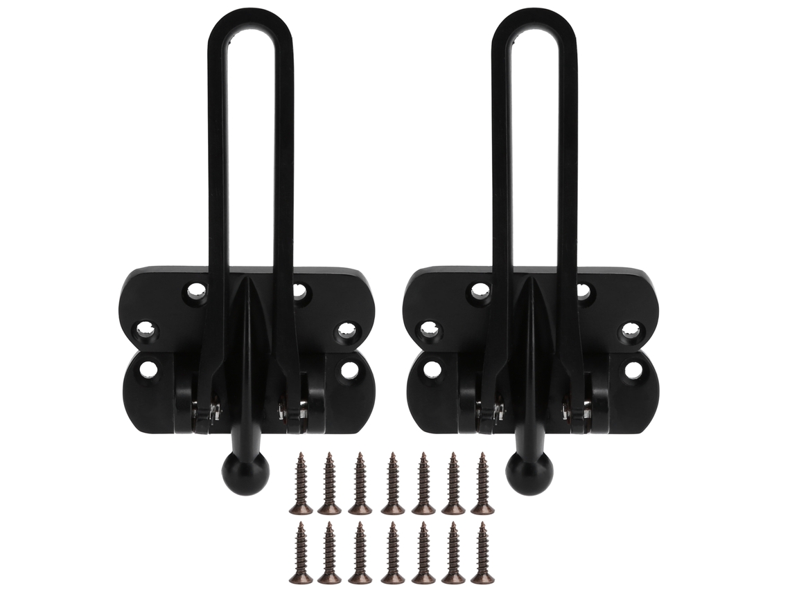 Conjunto Fecho Porta Anti furto Alumínio Corrente Preto
