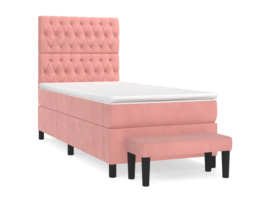 Box Spring Bed, Box Spring Beds Vidaxl Cor-de-rosa Veludo (90 X 190 Cm)
