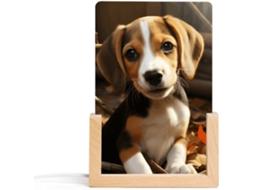 Luminária noturna de acrílico com base de madeira estampada com um adorável beagle, luminária LED moderna para decoração de casa.
