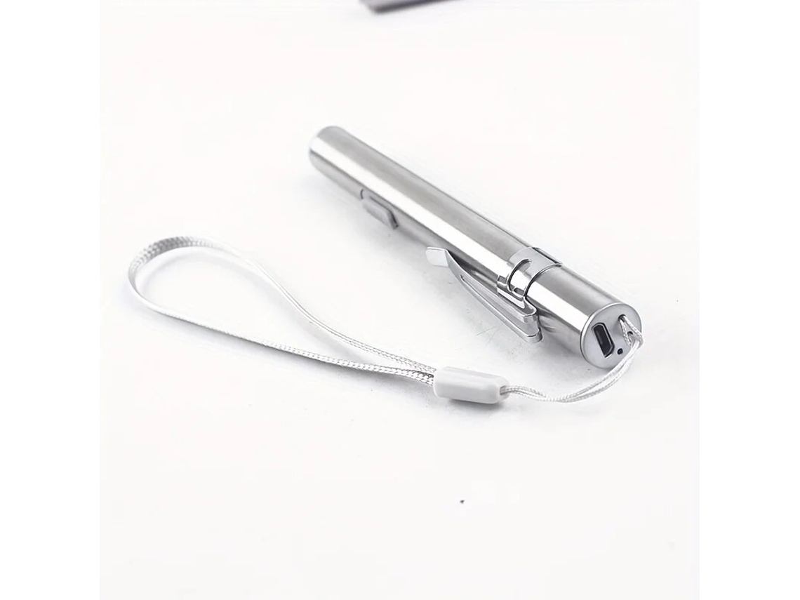 Lanterna Led Recarregável Via Usb, Mini E Portátil, À Prova D'água E De Bolso, Feita De Aço Inoxidável.