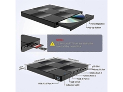 Lurelia Gravador Dvd Externo Usb, Leitor Cd/dvd Portátil Para Laptop, Pc E Mac