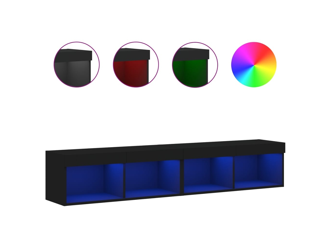 Conjunto 2 Móveis de Tv com Luzes Led VIDAXL Preto 80 X 30 X 30 Cm