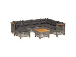 Maison Exclusive - 8 Pcs Conjunto Sofás De Jardim C/ Almofadões Vime Pe Cinzento