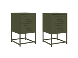 Bedside Cabinet, Bedside Cabinets Vidaxl Verde Aço (n/a)