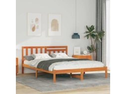 Vidaxl Estrutura Da Cama Com Cabeceira Marrom Cera 140 X 190 Cm