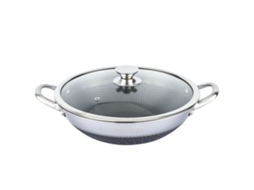 Wok Cheffinger 36cm com revestimento anti-riscos Colmeia E Tampa Prata